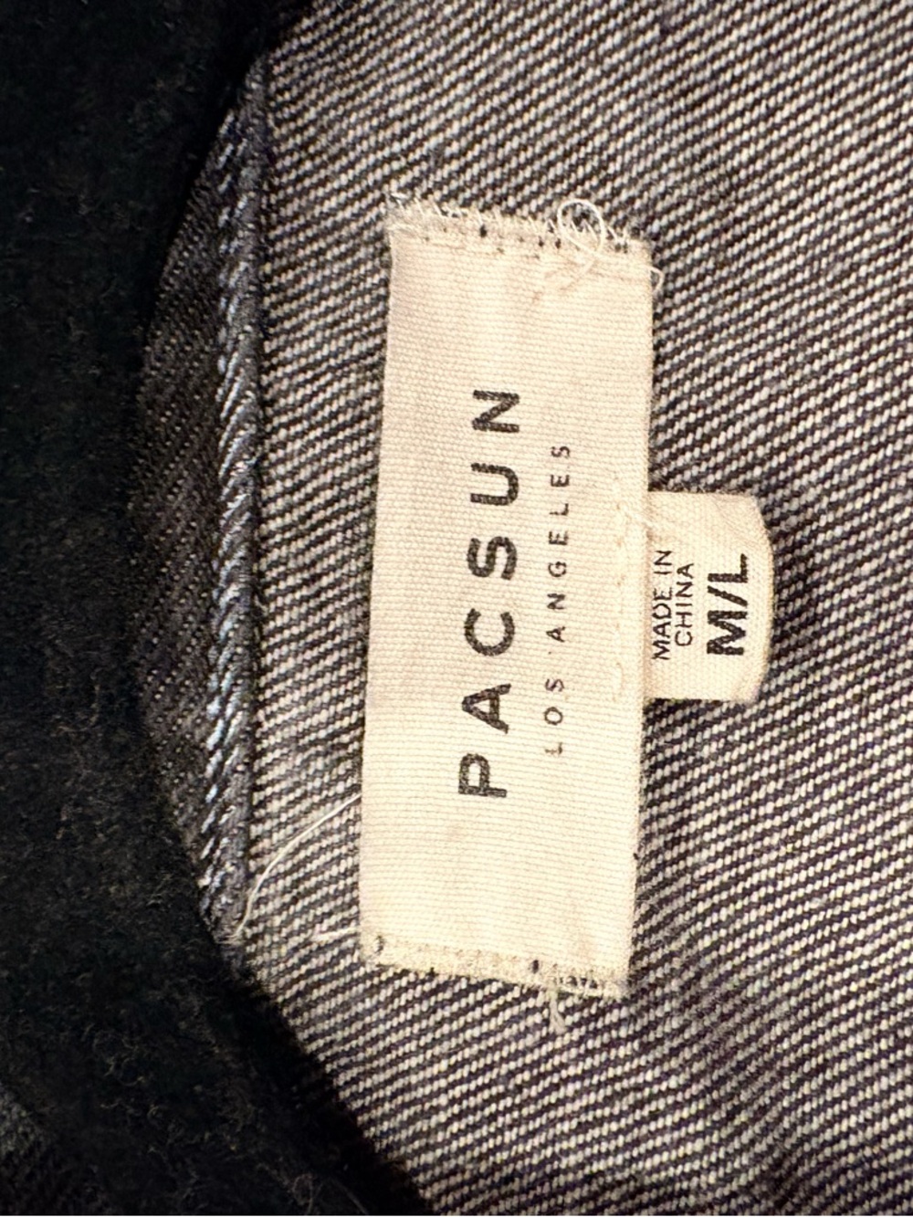 Cropped Black Pinstripe Denim Jacket - Women, size M/L - Picture 3 of 5